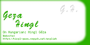 geza hingl business card
